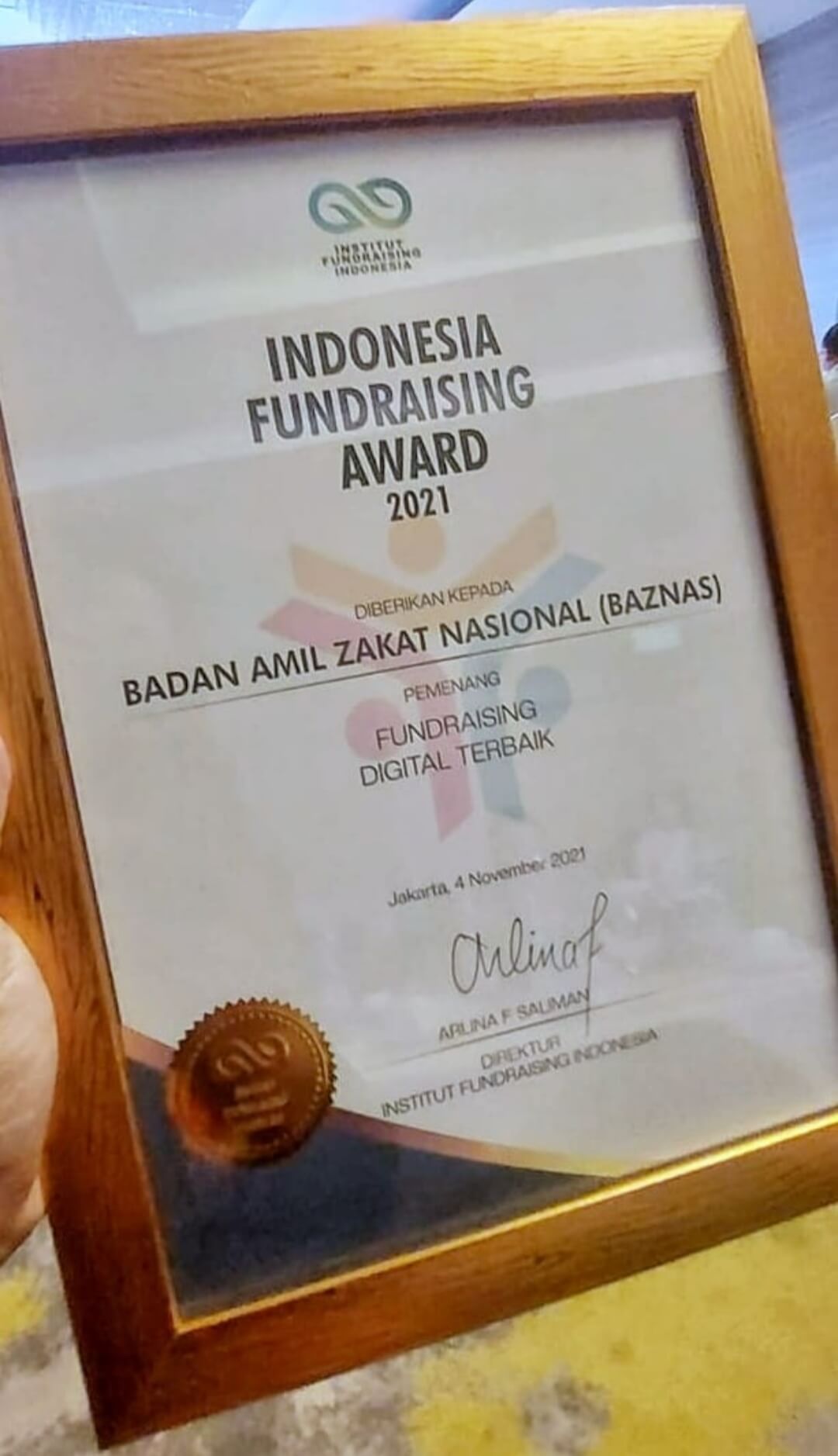 BAZNAS Kembali Raih Indonesia Fundraising Award 2021