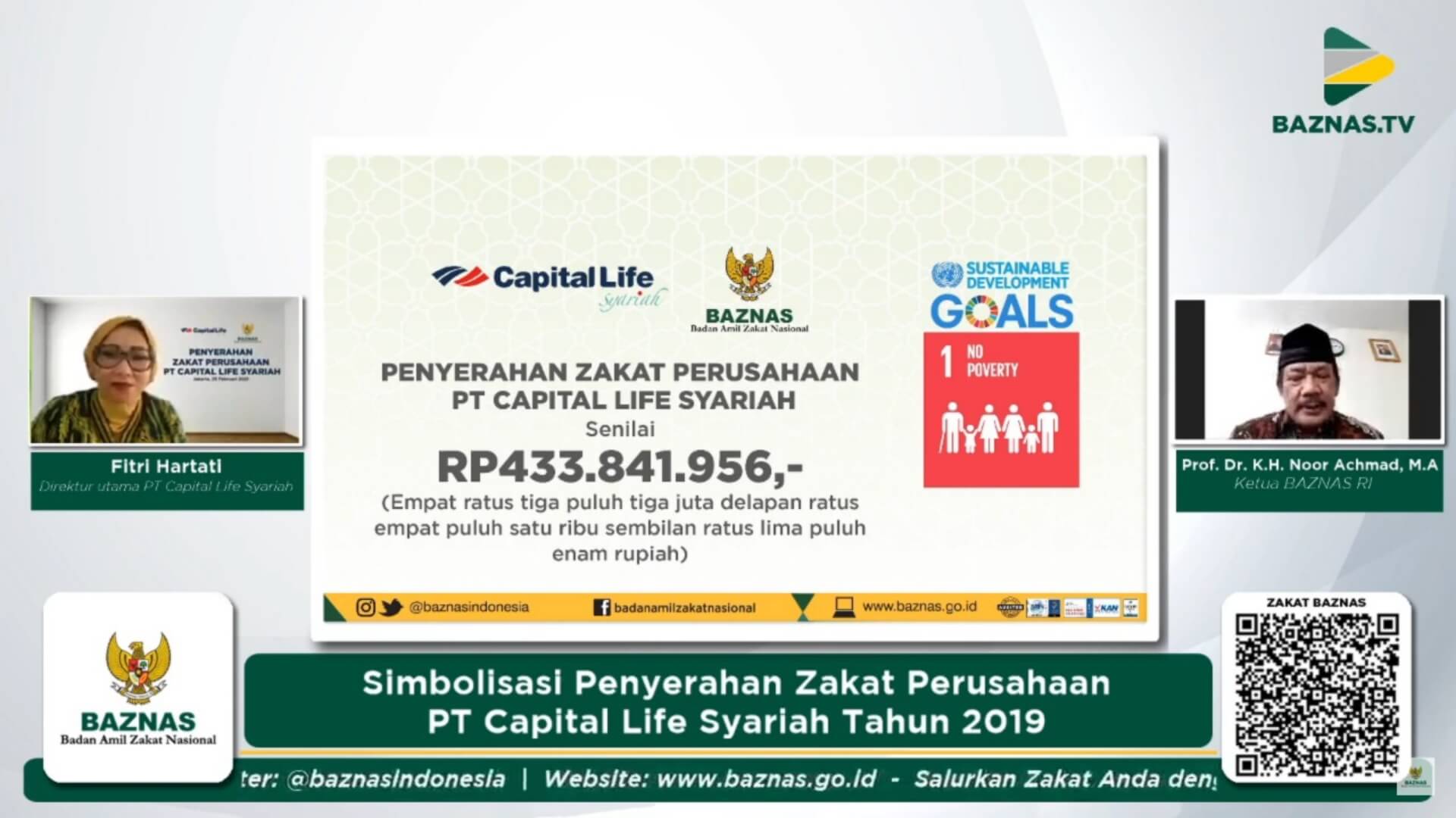 PT Capital Life Syariah Tunaikan Zakat Rp 433 Juta via BAZNAS